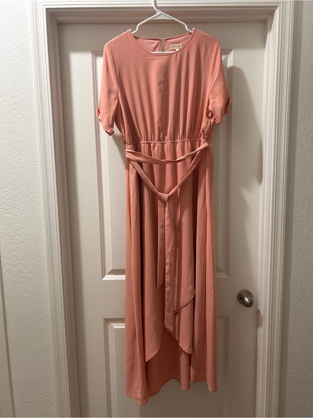 Roolee Peach Taylor Jane Maxi Dress with Tie Belt size L